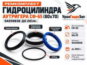 Ремкомплект гидроцилиндра аутригера СФ-65 (80х70) 94259838 ДО 2014г